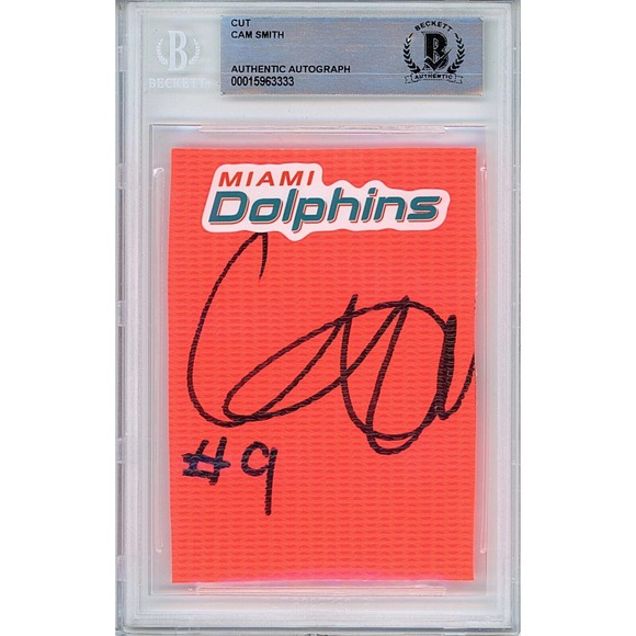 Cam Smith Autograph Miami Dolphins Football Endzone Pylon Beckett Authentic Slab - Picture 1 of 4